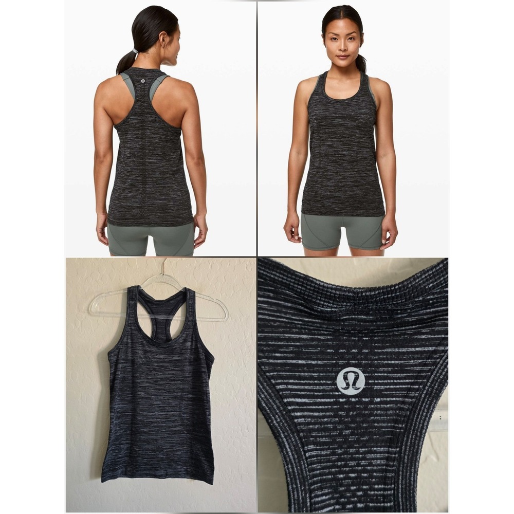 Lululemon Swiftly Speed Racerback Tank Size 6 Black/white/black‎